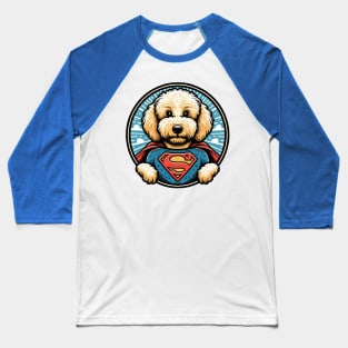 Super Doodle Dog Super Hero Art Baseball T-Shirt